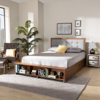 Baxton Studio Cosma-Light Grey/Ash Walnut-King Cosma Modern Transitional Ash Walnut Brown Finished Wood 4-Drawer King Size Platform Storage Bed